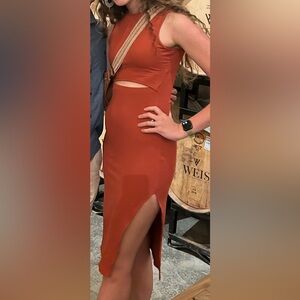 Elegant Rust Sleeveless Dress